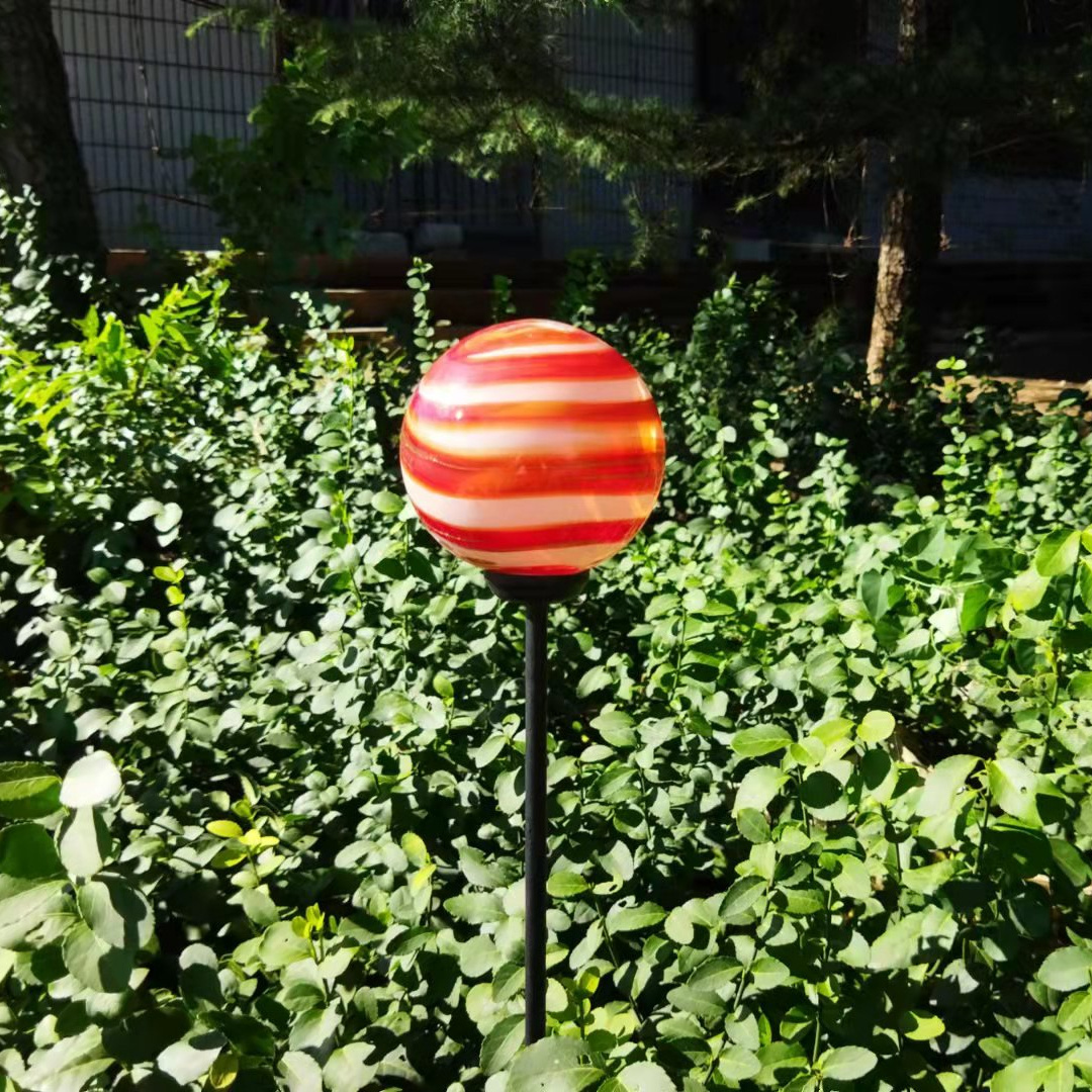 waterproof metal garden stakes decoration with murano glass animal sculpture solar light outdoor garden sticks