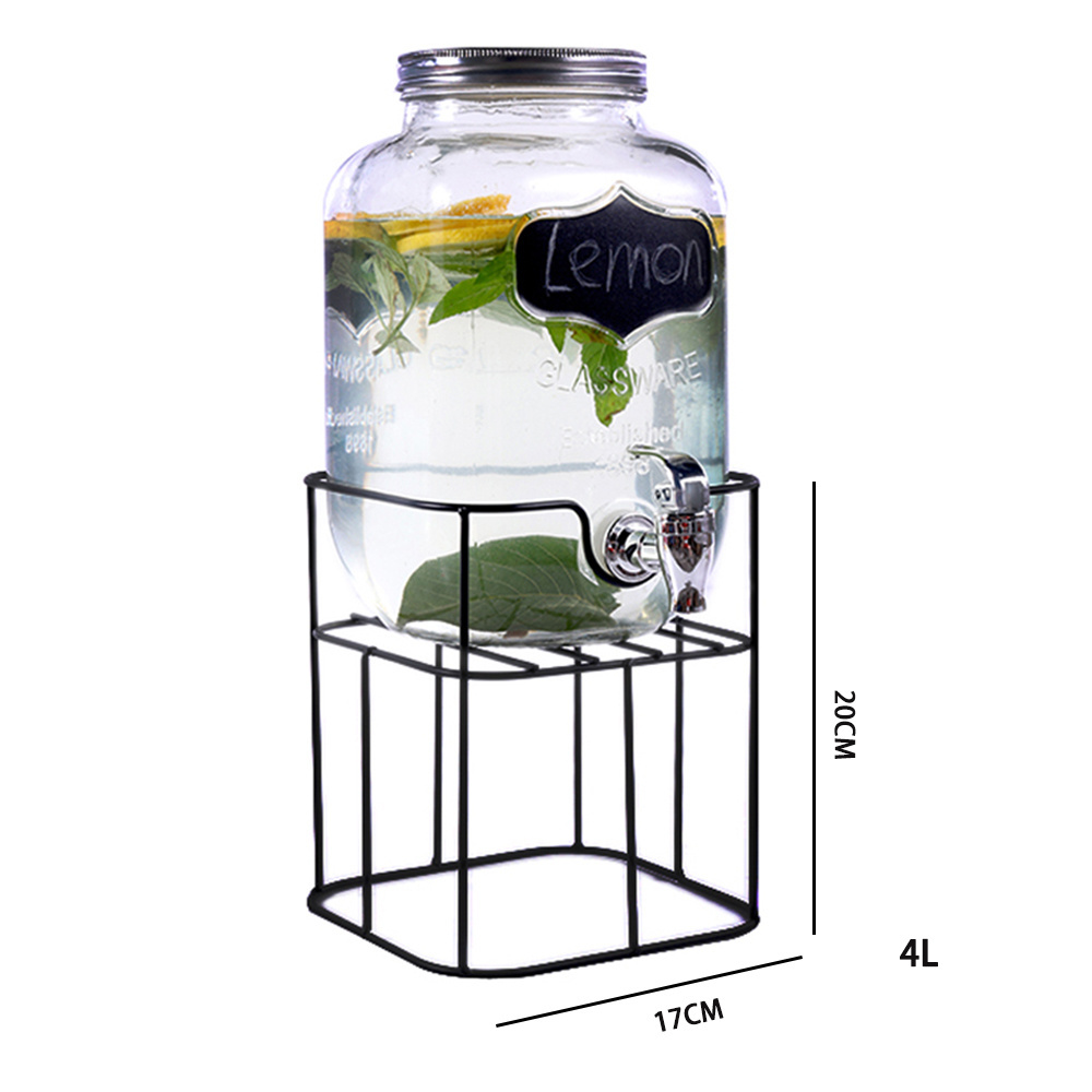 BBQ party use ice cold drink juice glass water dispenser jar with tap 1 gallon glass beverage dispenser