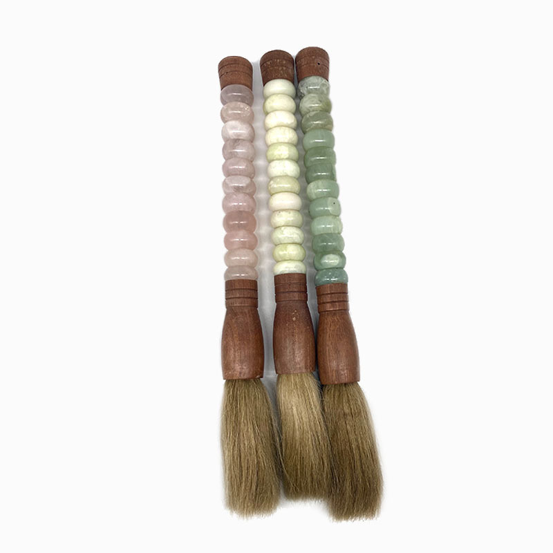 Customized  big size natural jade beads antique wood head Chinese writing brush