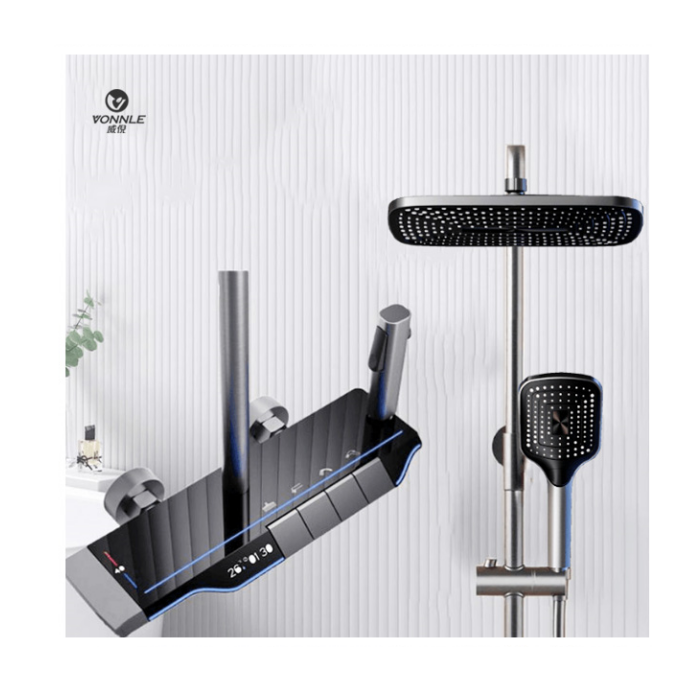 New product fashion piano key standing digital bathroom faucets rain shower set with head system