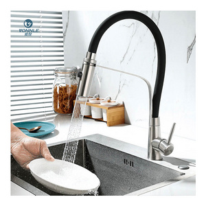 304 stainless steel silicone hose faucet sink kitchen sink faucet single handle pull down sink kitchen faucet