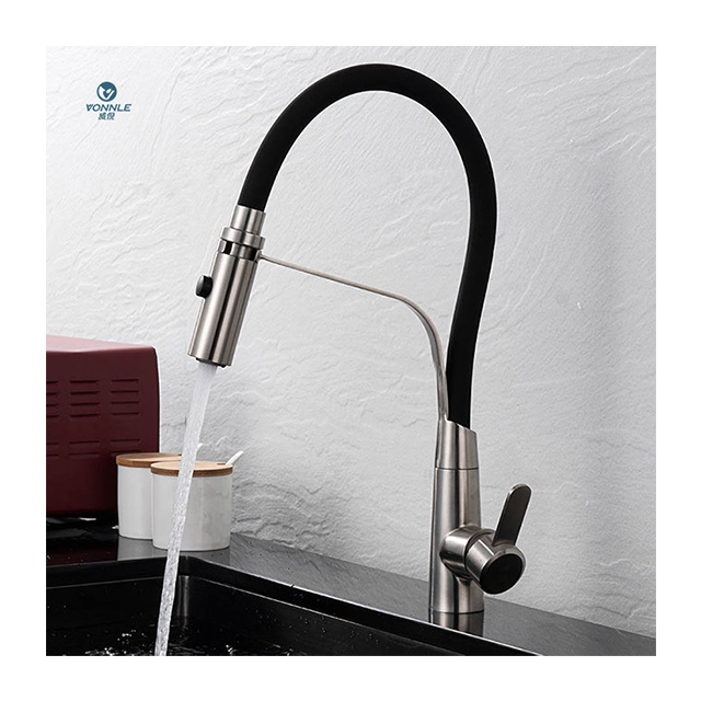 304 stainless steel silicone hose faucet sink kitchen sink faucet single handle pull down sink kitchen faucet