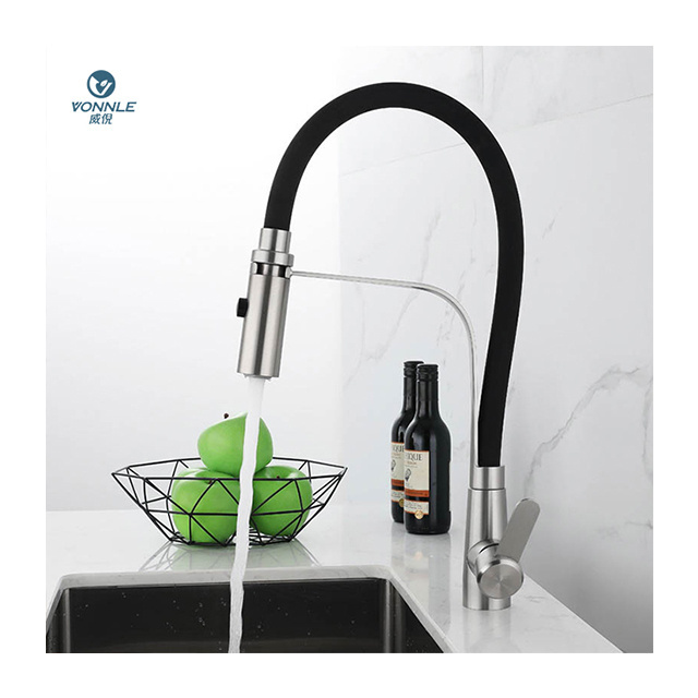 304 stainless steel silicone hose faucet sink kitchen sink faucet single handle pull down sink kitchen faucet