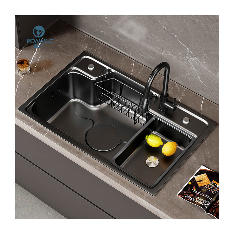 Stainless steel black nano handmade large capacity sink kitchen Manufacturers kitchen sink and faucet