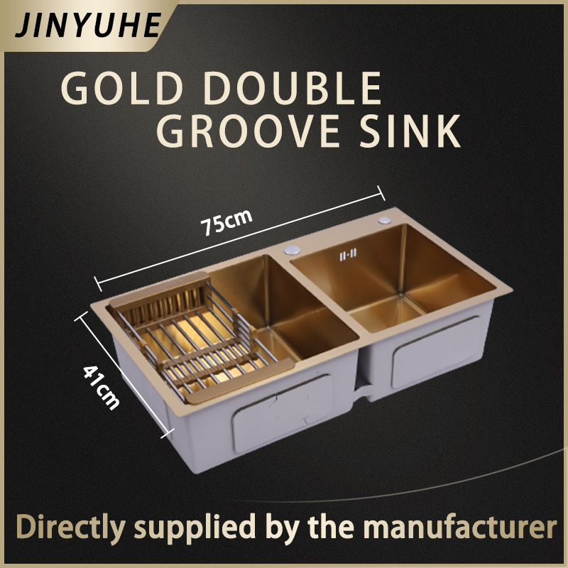 Unique stainless steel kitchen workstation sink Gold stainless steel double bowl kitchen sink