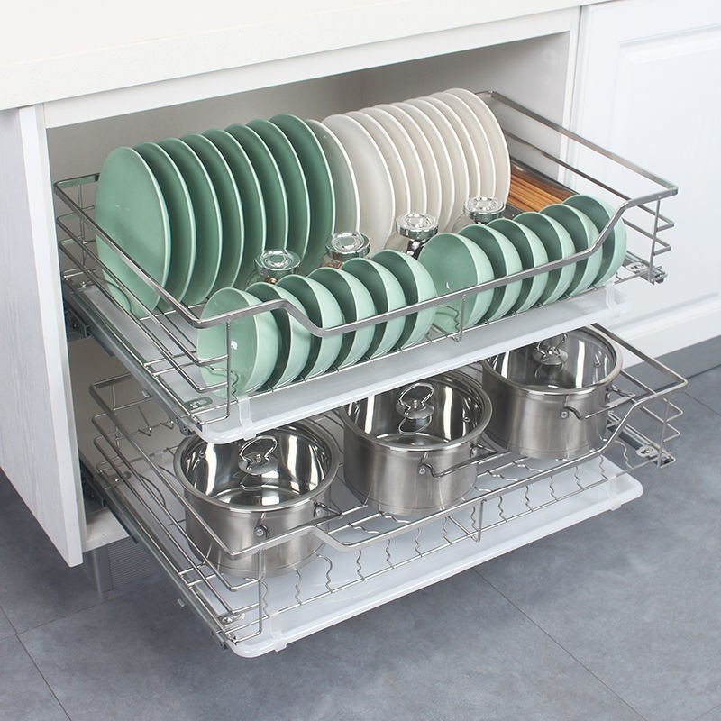 High quality Kitchen  Cabinet Drawer Organizer Stainless steel pull out sliding kitchen basket