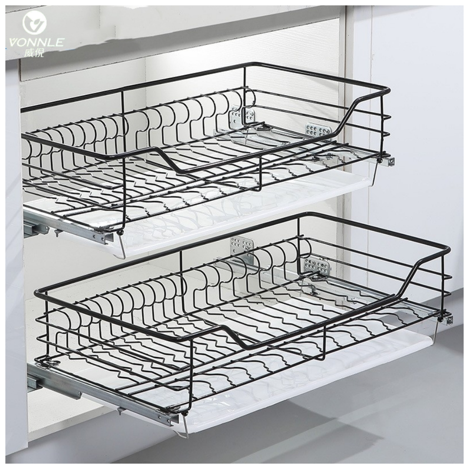 Chinese  stainless steel kitchen drawer basket Stainless steel  basket Kitchen cabinet pull out basket