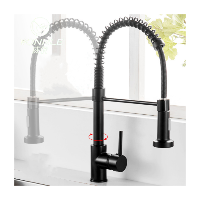 High quality pull-down flexible spring Commercial kitchen faucet  single handle single lever spring kitchen faucet