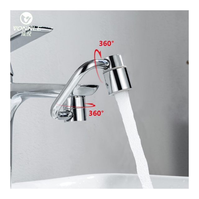 The latest popular washbasin faucet 1080 rotary mechanical arm stainless steel multifunctional universal faucet extender