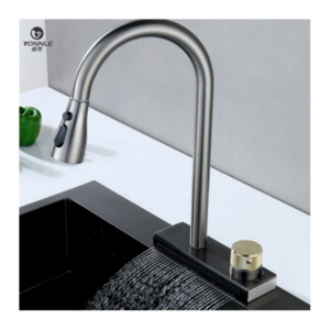 Modern home kitchen sink Waterfall faucet Stainless steel puller multifunctional table waterfall kitchen faucet