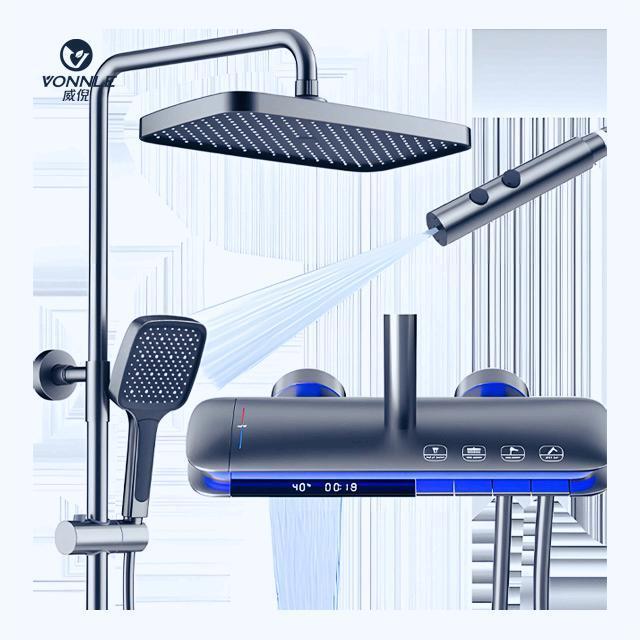 New Smart wall mounted hot cold bathroom faucet shower set  modern shower faucet  handheld shower