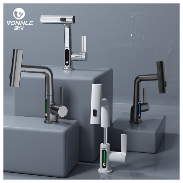 New style high quality Chinese smart modern bathroom hot and cold  water brass rotating faucet