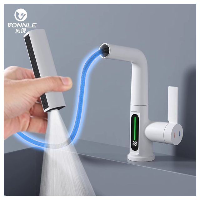 New style high quality Chinese smart modern bathroom hot and cold  water brass rotating faucet