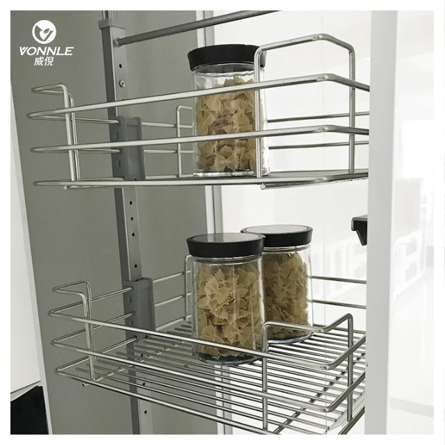 Kitchen cabinet basket Tall Unit Pull Out Kitchen Cabinet Storage Sliding Basket cabinet organizer