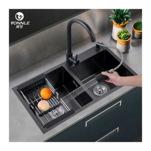 Factory Direct Kitchen Workstation Double sink Black nano Stainless Steel Kitchen sink