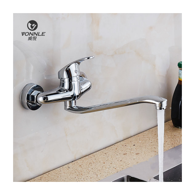 Modern latest kitchen wall-mounted all-copper single-handle extension pipe faucet cold and hot kitchen faucet