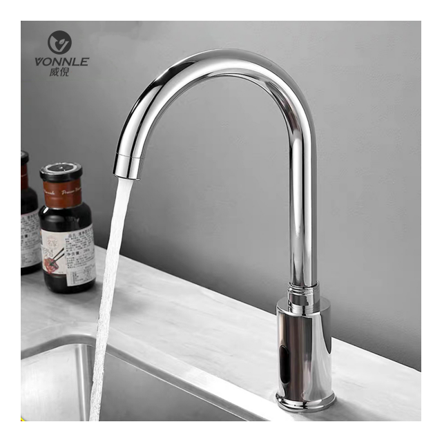 Deck mounted non-contact automatic sensing kitchen faucet DC AC brass infrared sensor sensing faucet