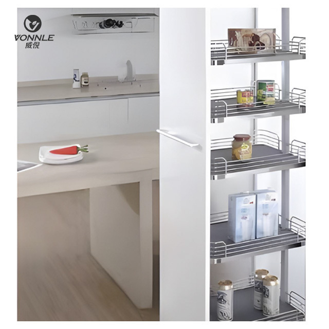 Kitchen cabinet basket Tall Unit Pull Out Kitchen Cabinet Storage Sliding Basket cabinet organizer