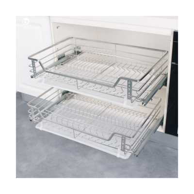 Hot kitchen cabinet drawer steel wire basket modern kitchen stainless steel pull out cabinet pull basket