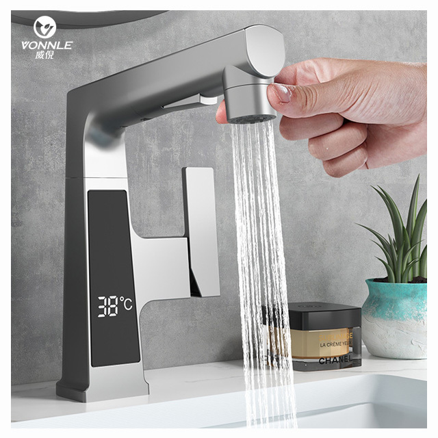 Stainless Steel Temperature Digital Display bathroom basin faucet mixer tap wash basin dragon faucet