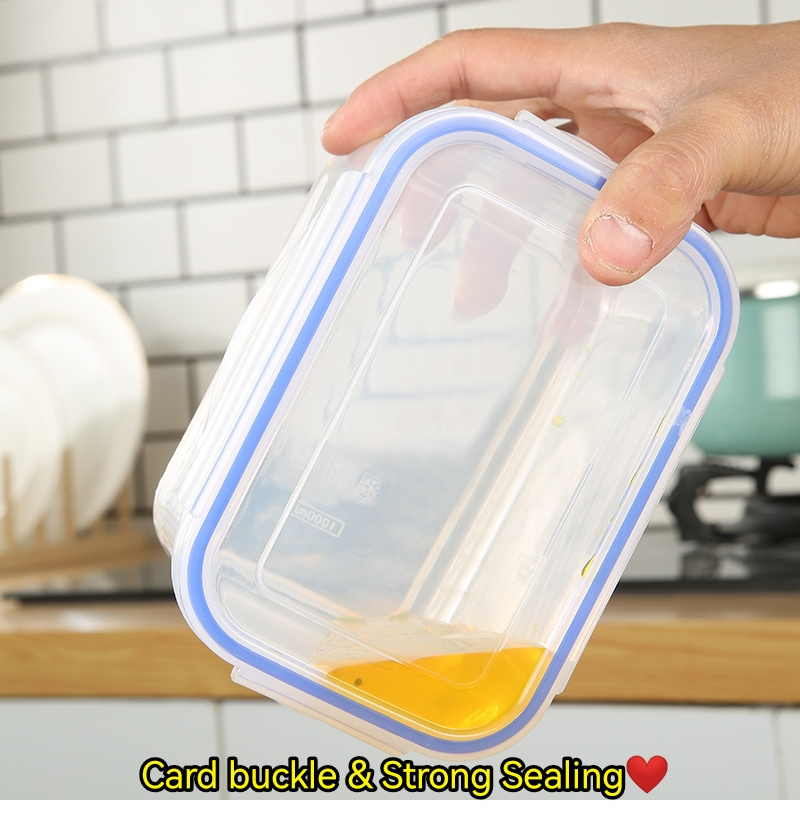 3pcs Rectangle Kitchen Food Storage Box Plastic Refrigerator Food Fresh Keeping Clear Airtight Food Container Set