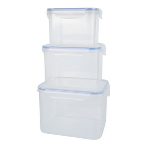 3pcs Rectangle Kitchen Food Storage Box Plastic Refrigerator Food Fresh Keeping Clear Airtight Food Container Set