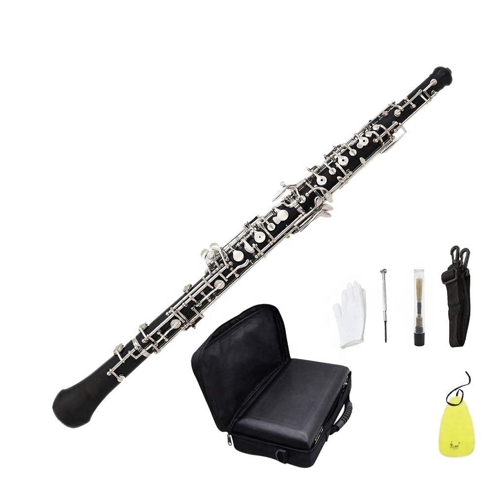 SEASOUND Professional Bakelite Body Oboe and Clarinet Case Keys Oboe Canvas JYCL307 with Silver Wood 17 Black Nickel Silver