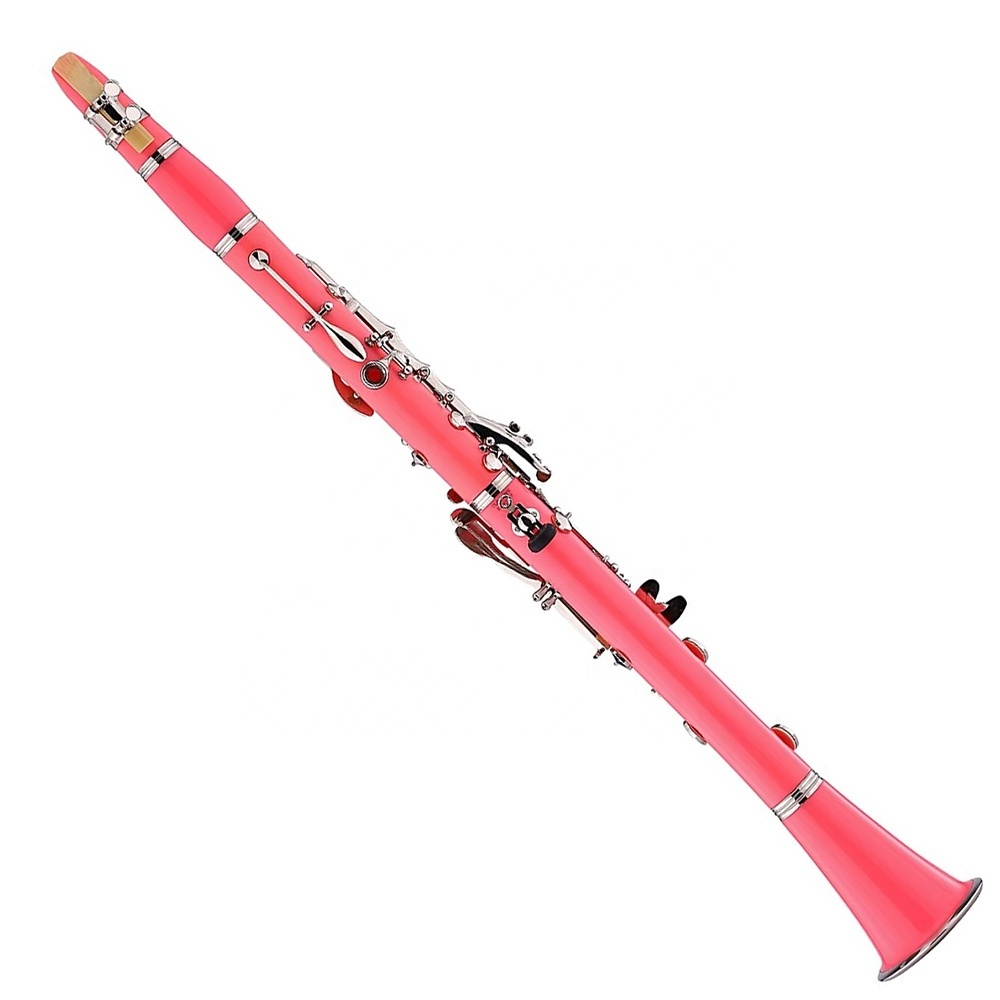 Body Pink Clarinet Leather Case Seasound Factory OEM Cheap Bb 17 Keys Plastic ABS Plastic Nickel Plated Engraved ABS Resin Red