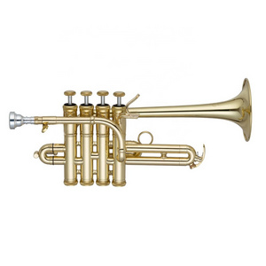 SEASOUND OEM High Quality Gold Bb/A 4 Pistons Piccolo Trumpet Brass Body with Lacquer Gold Lacquer Surface JYTR410 Trompeta