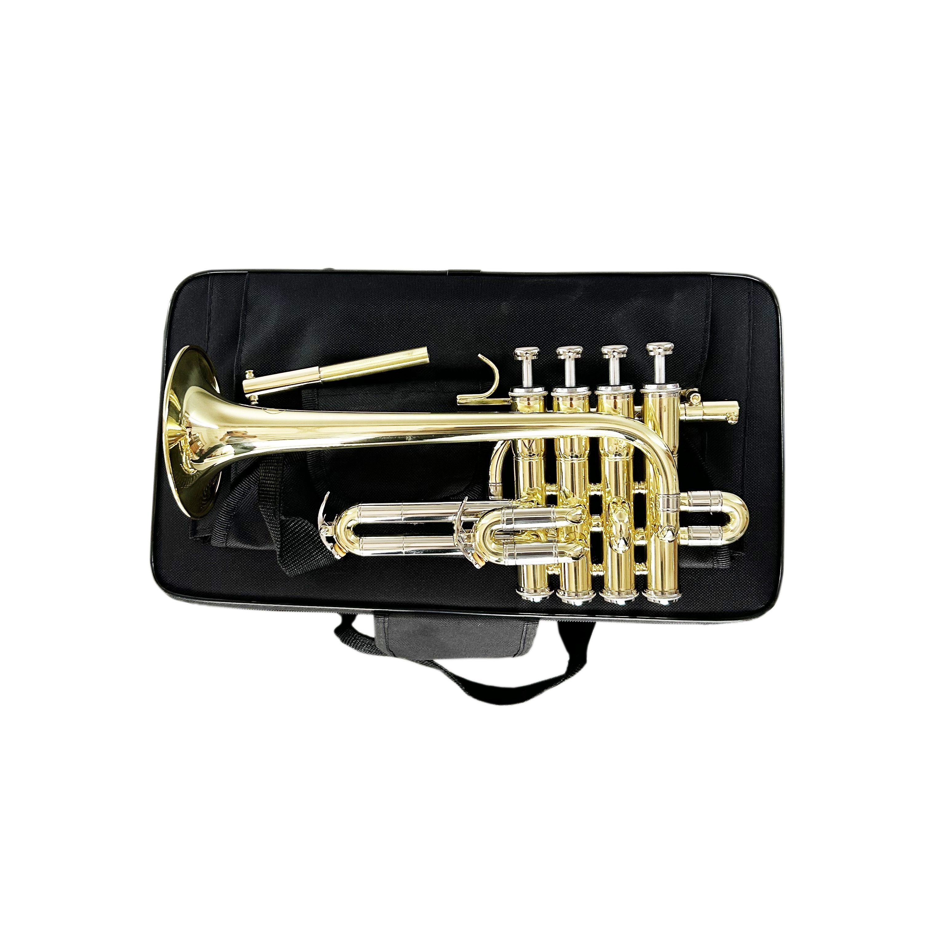 SEASOUND OEM High Quality Gold Bb/A 4 Pistons Piccolo Trumpet Brass Body with Lacquer Gold Lacquer Surface JYTR410 Trompeta