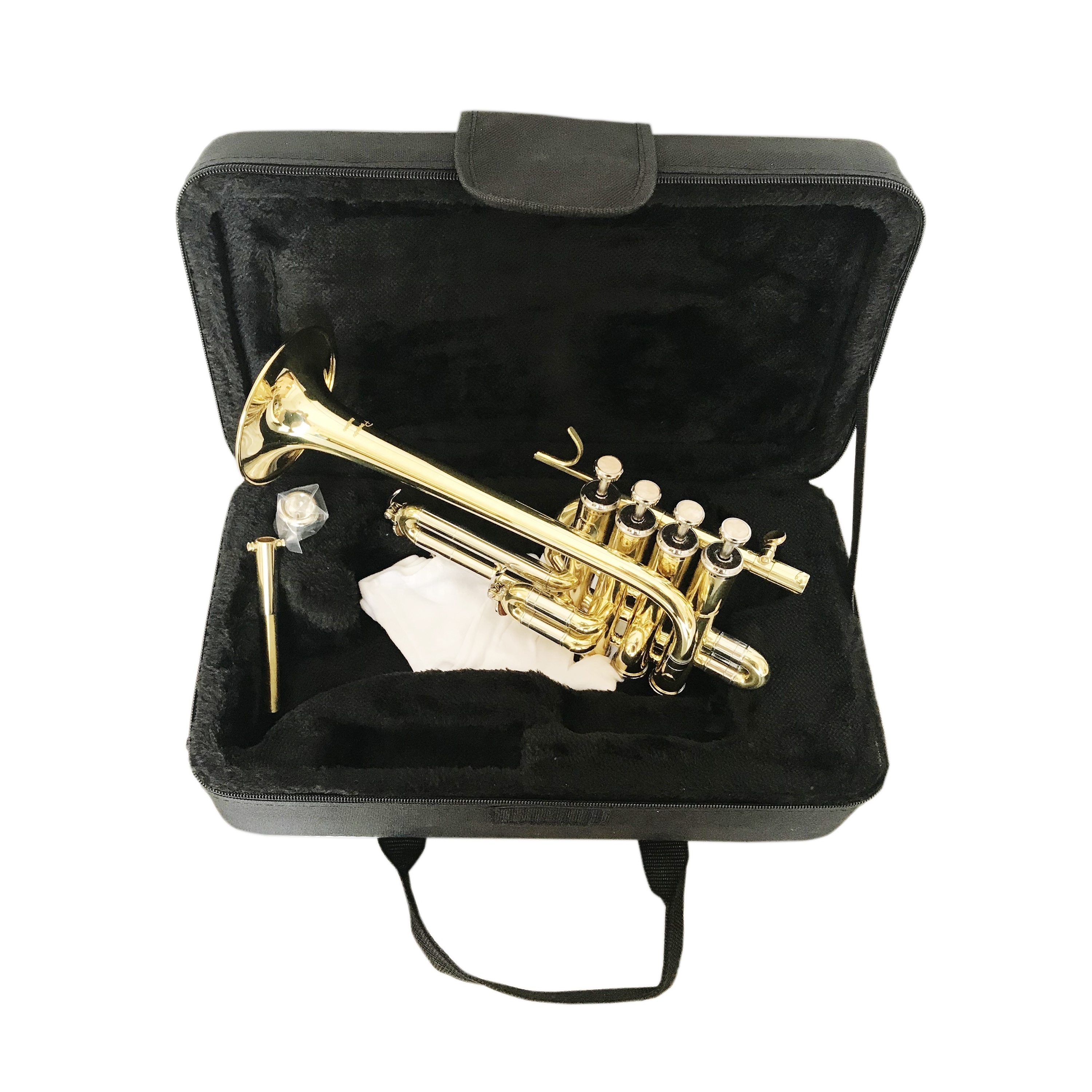 SEASOUND OEM High Quality Gold Bb/A 4 Pistons Piccolo Trumpet Brass Body with Lacquer Gold Lacquer Surface JYTR410 Trompeta