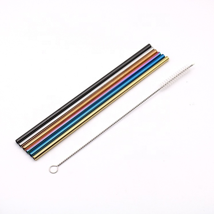 8mm Custom Logo Reusable Cocktail Stainless Steel Metal Drinking Straw