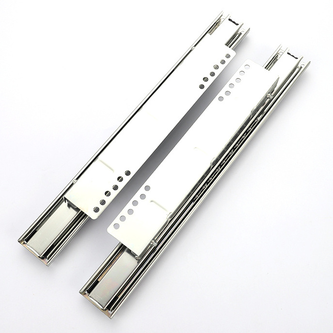 High Quality Full 3 Fold Damper Basket Telescopic Heavy Duty Hidden Bottom Mount Soft Closing Undermount Drawer Slide