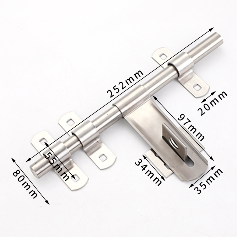 Stainless steel double lock door bolt security door latch tower barrel door bolt