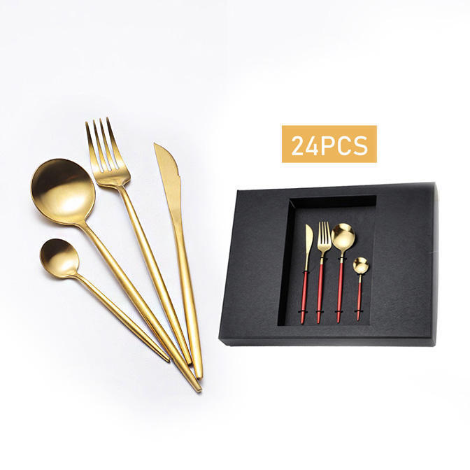 Portugal 24pcs Flatware Set Retailer Wholesale 304 Stainless Steel Cutlery Set Silver