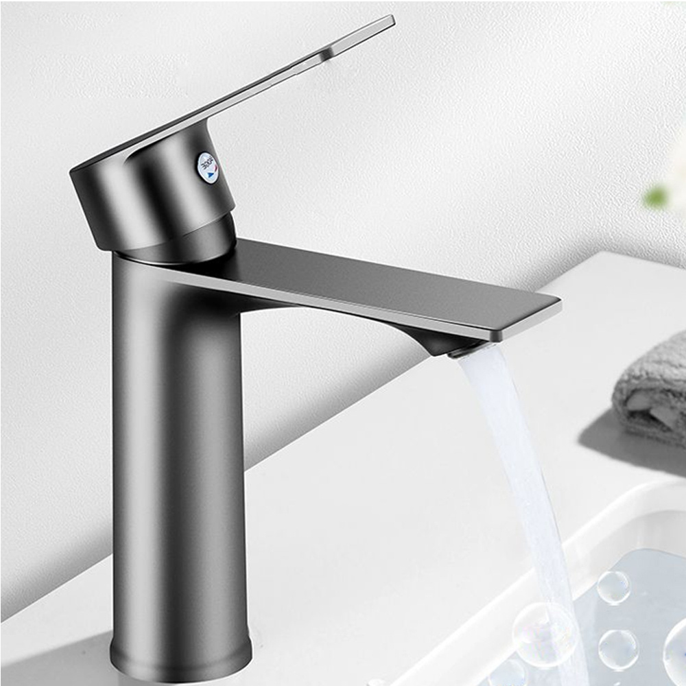 Bathroom Faucet One Hole Mixer Tap Deck Mount Black Tap Single Handle Lavatory Basin Vanity Sink Faucet Sus304 Stainless Steel