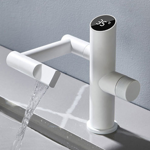 Modern and popular bathroom rotatable washbasin digital display faucet universal swing intelligent washbasin faucet