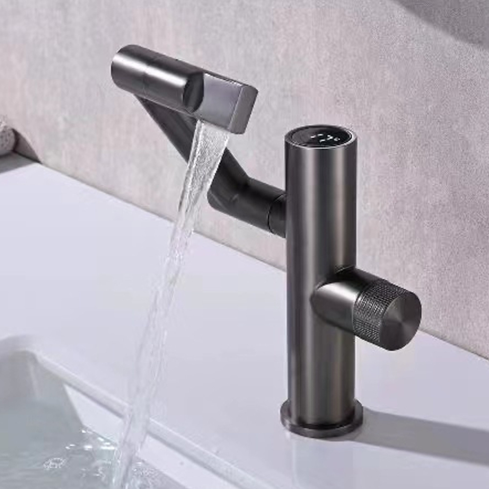 Modern and popular bathroom rotatable washbasin digital display faucet universal swing intelligent washbasin faucet