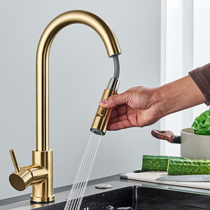 Stainless Steel 304 Smart Gold Water Faucet Tap Pull Down Touch Sensor Kitchen Faucet