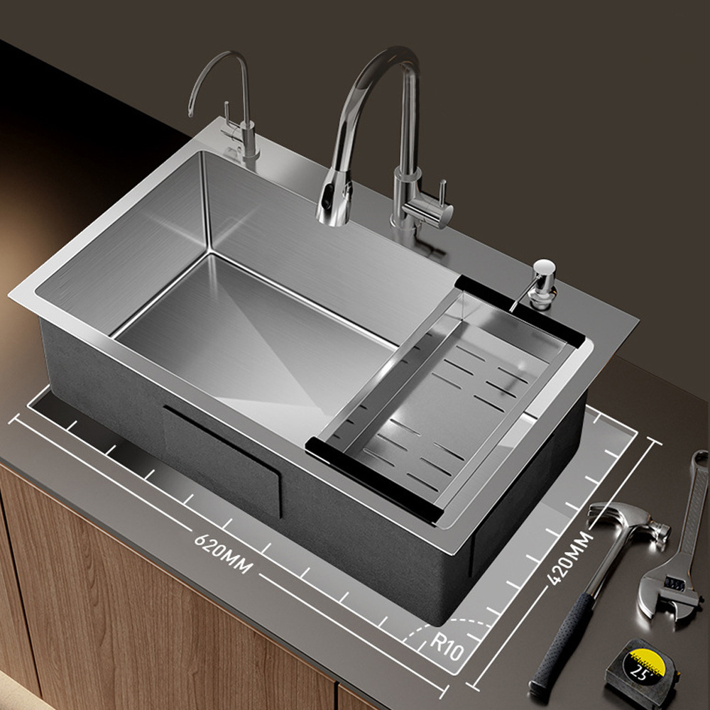 Rectangular 304 Bowl Undermount Stainless Steel Smart Multifunction Kitchen Sink