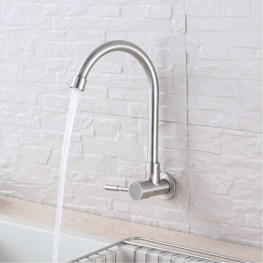 Economic Modern Single Handle Brushed Single Cold Kitchen Faucet Wall Mounted Taps For Sink