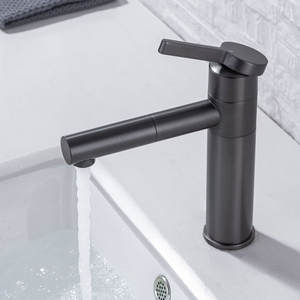 deck mounted adjustable brass wash mixer tap pull out basin faucet bathroom