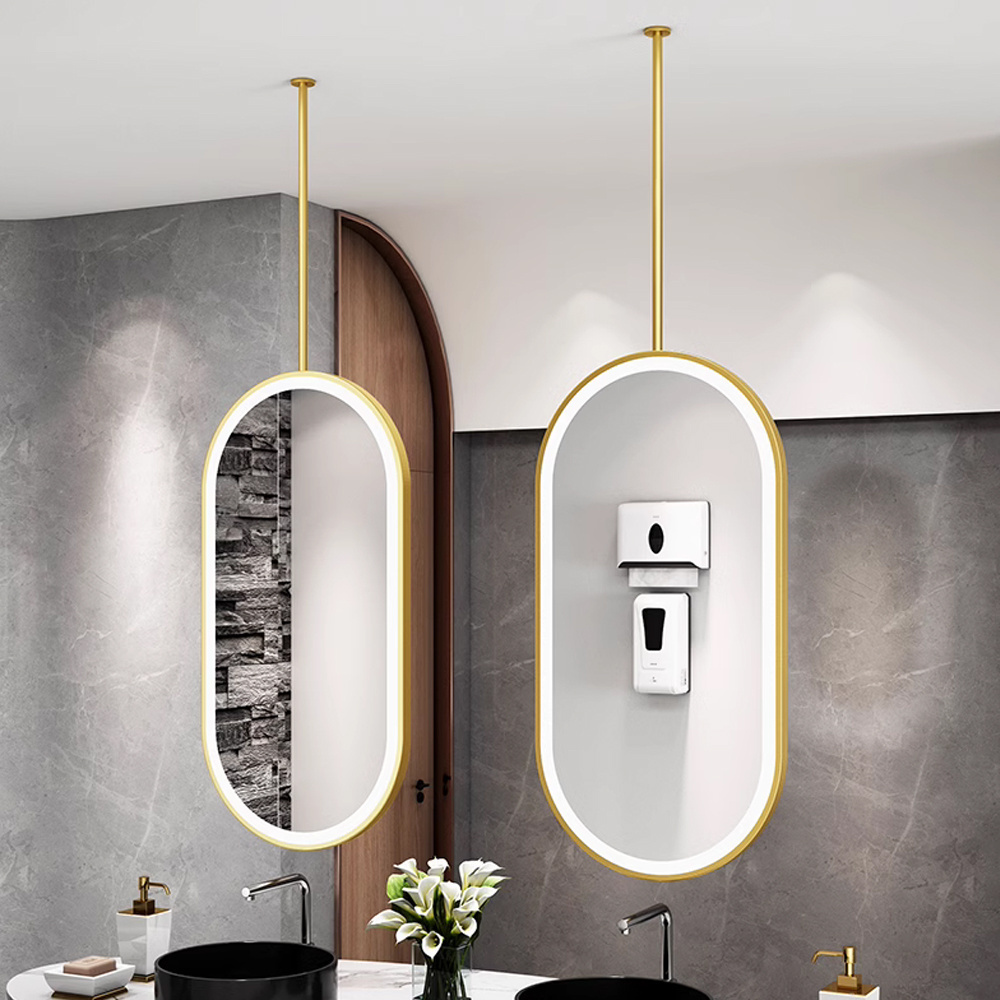 Nordic Simple Metalt Bathroom Mirror Hotel Homestay Bathroom Mirror Double-Sided Luminous Makeup Mirror