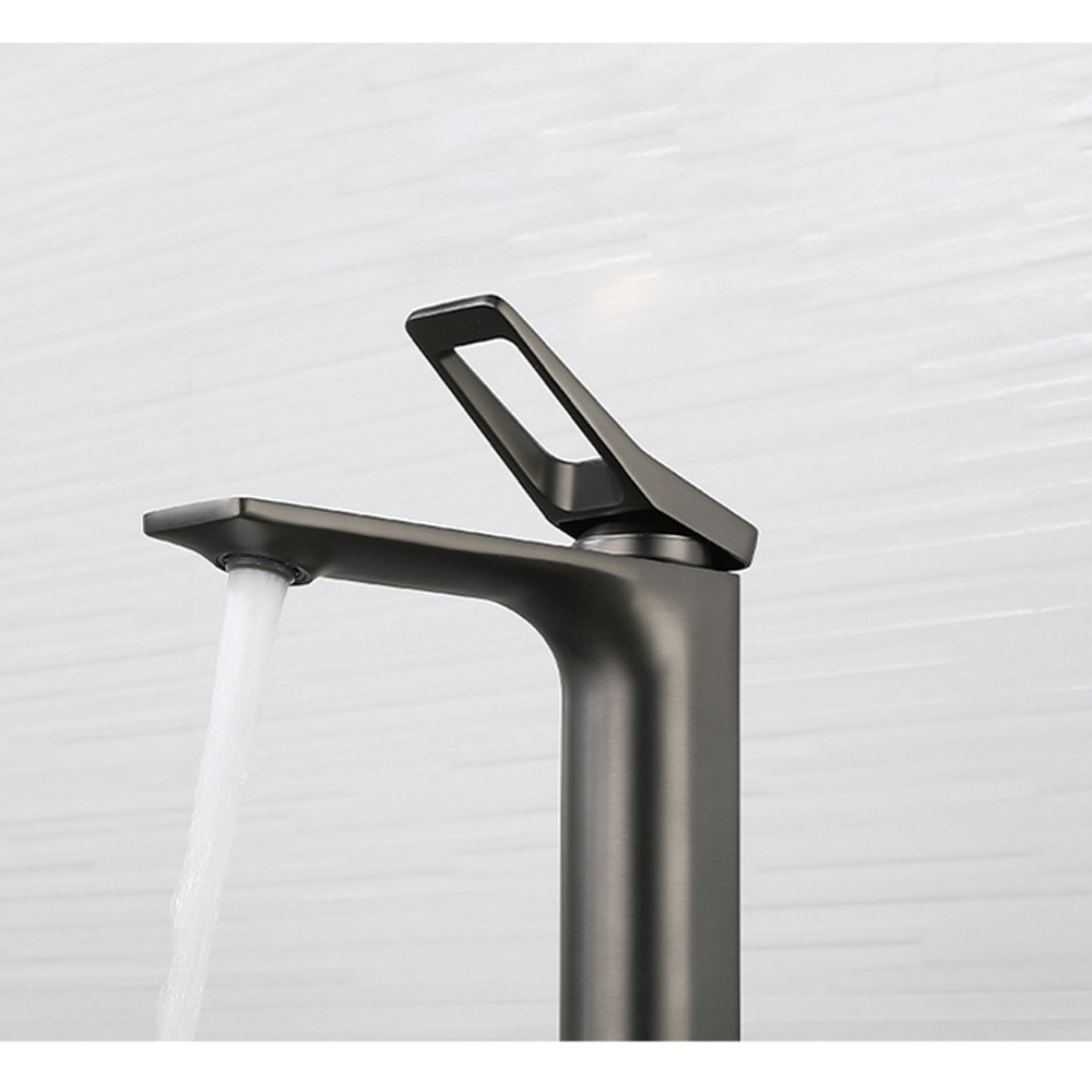 Manufacture Brass  Hot Cold Faucet Single Handle Matte Black Health Water Sink Bathroom Basin Faucet