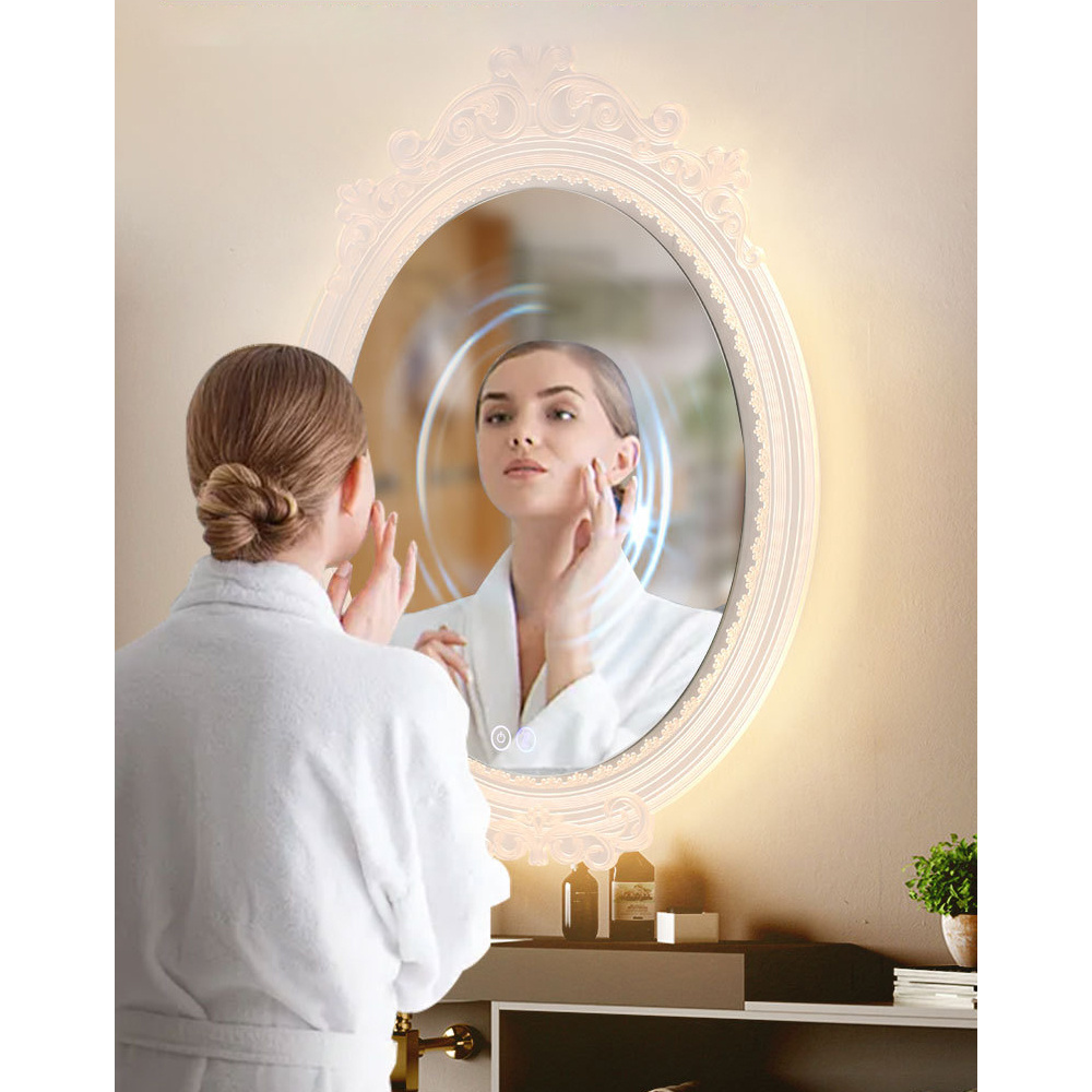 Diy Round Make Up Smart Bathroom Makeup Vanity Led Light Space Decorative Lighting Bathroom Anti-fog Touch Mirrors