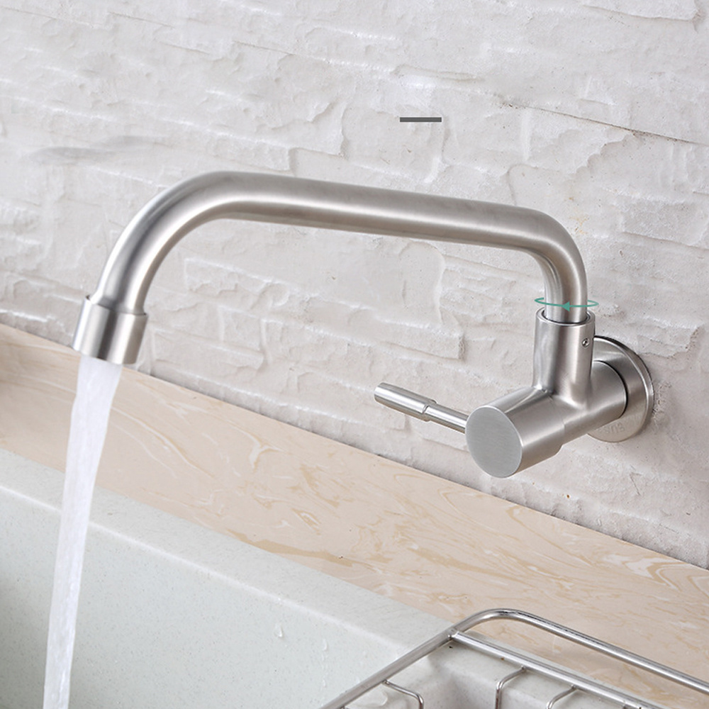 Economic Modern Single Handle Brushed Single Cold Kitchen Faucet Wall Mounted Taps For Sink