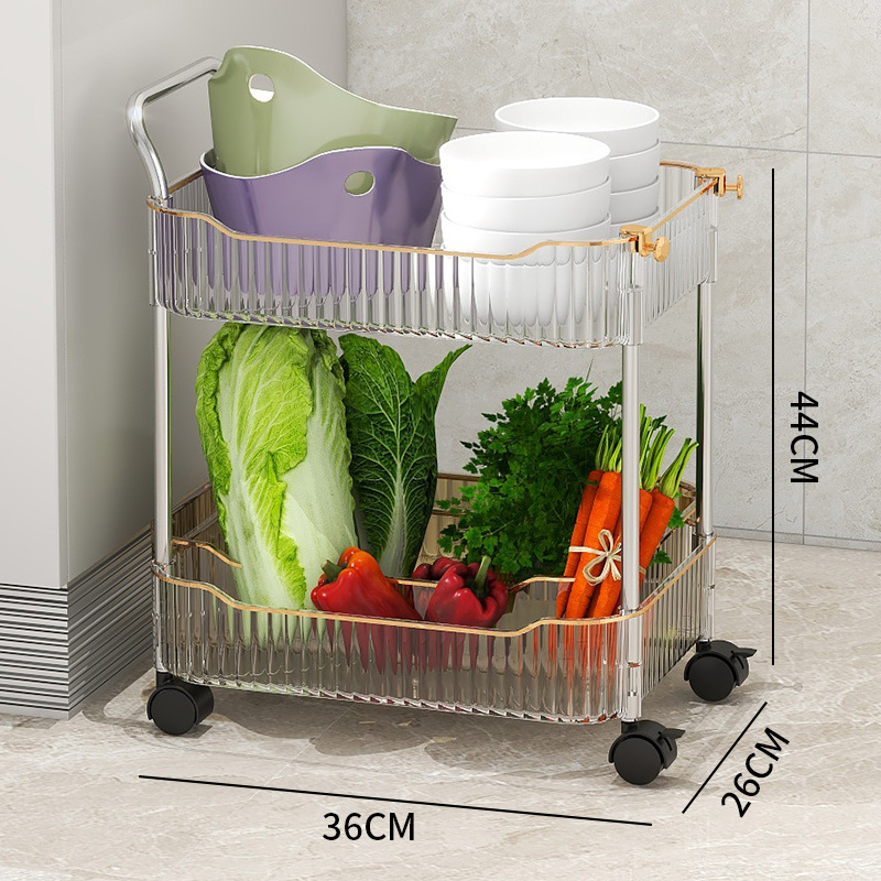 Storage Cart 2 Tier Household Organizer Mobile Shelving Unit Rolling Utility Cart Slide Out Organizer for Kitchen