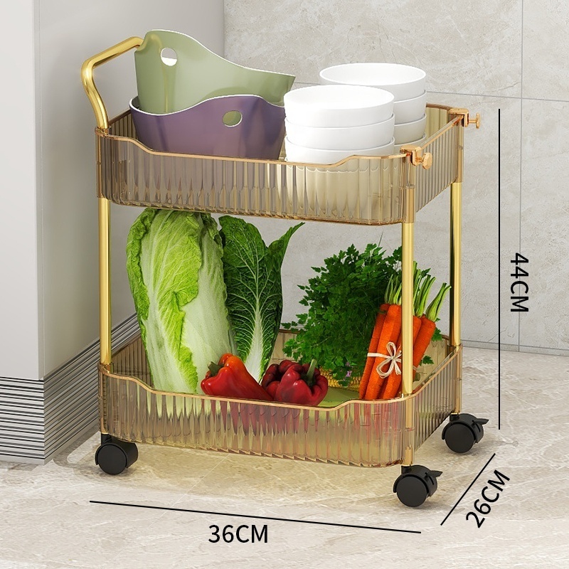 Storage Cart 2 Tier Household Organizer Mobile Shelving Unit Rolling Utility Cart Slide Out Organizer for Kitchen