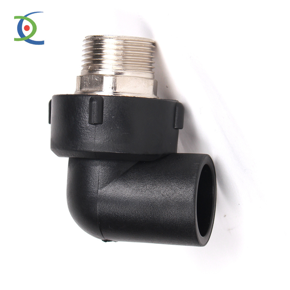 HDPE socket pipe fitting pe male adapter 90 deg elbow with thread end