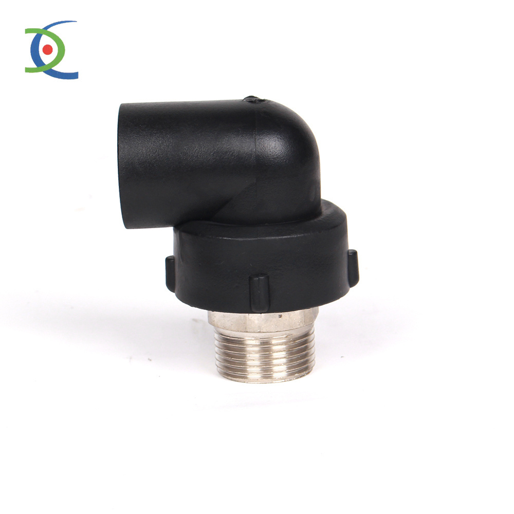 HDPE socket pipe fitting pe male adapter 90 deg elbow with thread end